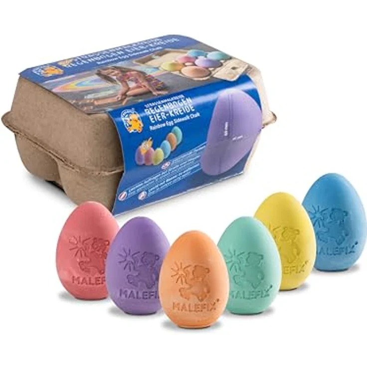 PUSTEFIX Straßenmalkreide Eier, 6er Pack Regenbogen-Kreide für kreative Kunstwerke – Bild 1