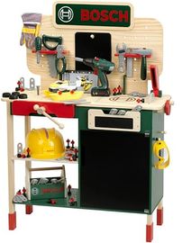 Klein Spielwerkbank BOSCH, Holzwerkbank mit Sound und Lernfunktion