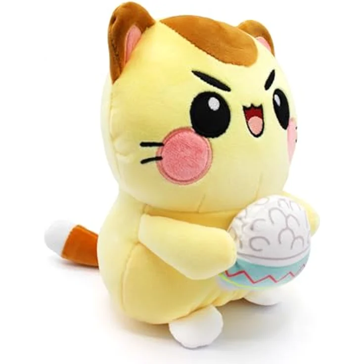 Joytoy Funny Cats 24179, Plüschkatze mit Reis, 25 cm, gelb-grün – Bild 1
