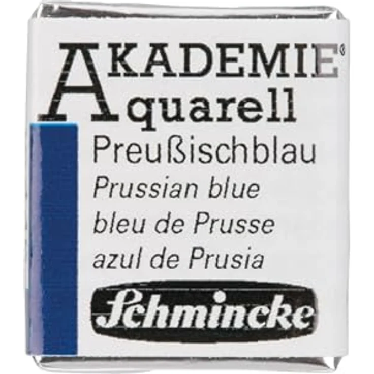 Schmincke AKADEMIE® Aquarellfarbe, Preußischblau 445, halbes Näpfchen, vegane Künstler-Aquarellfarbe mit hoher Lichtechtheit – Bild 1