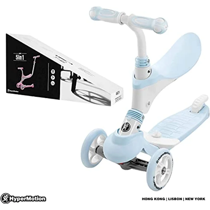 HyperMotion 5-in-1 Kinderroller mit Schiebefunktion und Gummirädern, blau – Bild 7