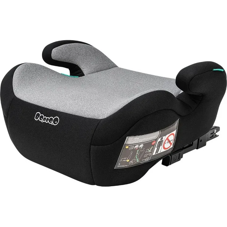 BooBoo Kindersitzerhöhung Safety Milano, Sitzerhöhung Auto Kinder ab 125 cm, ergonomische Sitzfläche, Isofix, grau