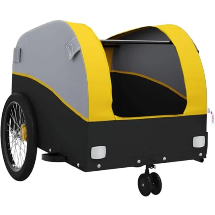 vidaXL Fahrradkinderanhänger Fahrradanhänger Schwarz und Gelb 30 kg Eisen, Robustes Material mit praktischem Design – Bild 5