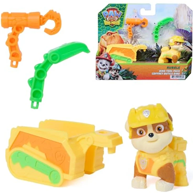 Spin Master PAW Patrol: Der Dino Film Rubbles Dino Werkzeug-Pack mit authentischer Rubble-Figur, Anhänger und 2 austauschbaren Werkzeugen, ab 3 Jahren, Mehrfarbig – Bild 1
