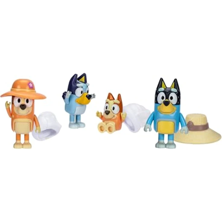 BlueY 4er-Figurenpackung Urlaub mit der Familie, bewegliche Figuren (6,3 cm) mit Zubehörteilen, Bingo, Bandit und Chilli – Bild 4