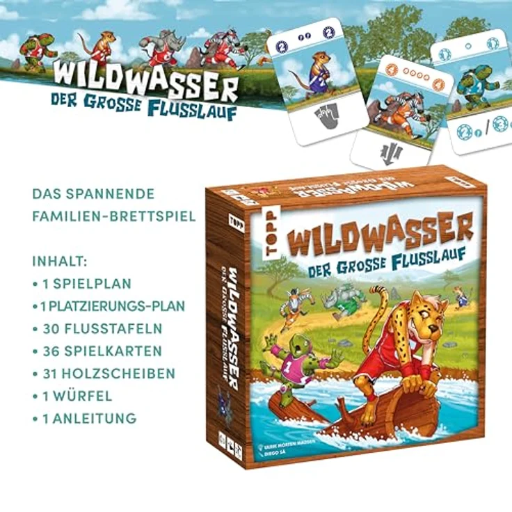 TOPP Wildwasser – Der große Flusslauf, Wettlaufspiel für 2–6 Personen, ab 8 Jahren, 20–40 Minuten Spielzeit, ausgezeichnet als Familienspiel des Jahres 2020 in Dänemark – Bild 4