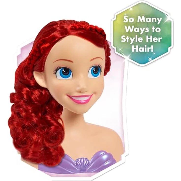 Just Play Arielle, Die Meerjungfrau Ariel Styling Head, 20 cm mit roten Haaren und Styling-Tools, rosa – Bild 3