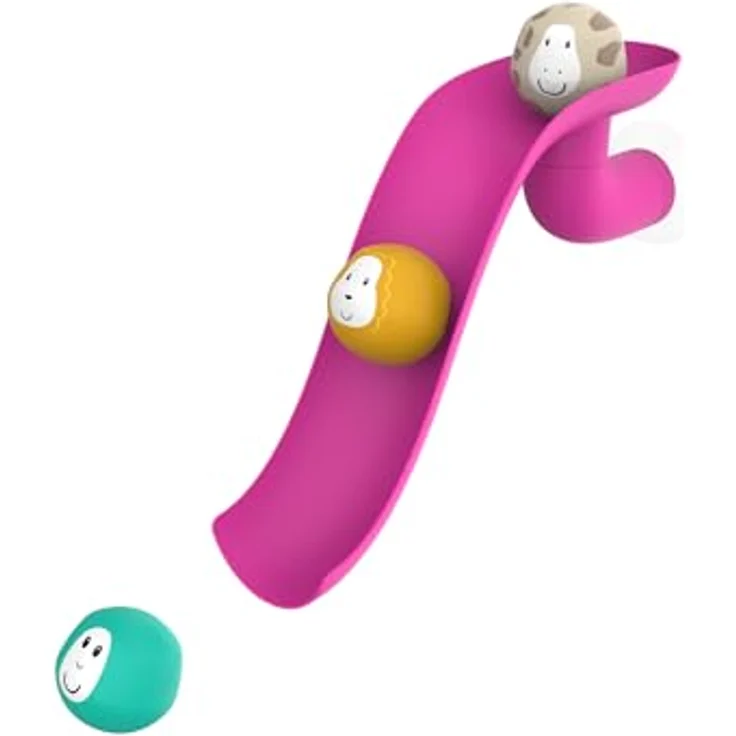 Matchstick Monkey Badezeit Baby Badespielzeug Rutschset / 1 Rutsche und 3 lustige Tierkugeln / leicht zu greifen / ab 12 Monaten (pink) – Bild 1
