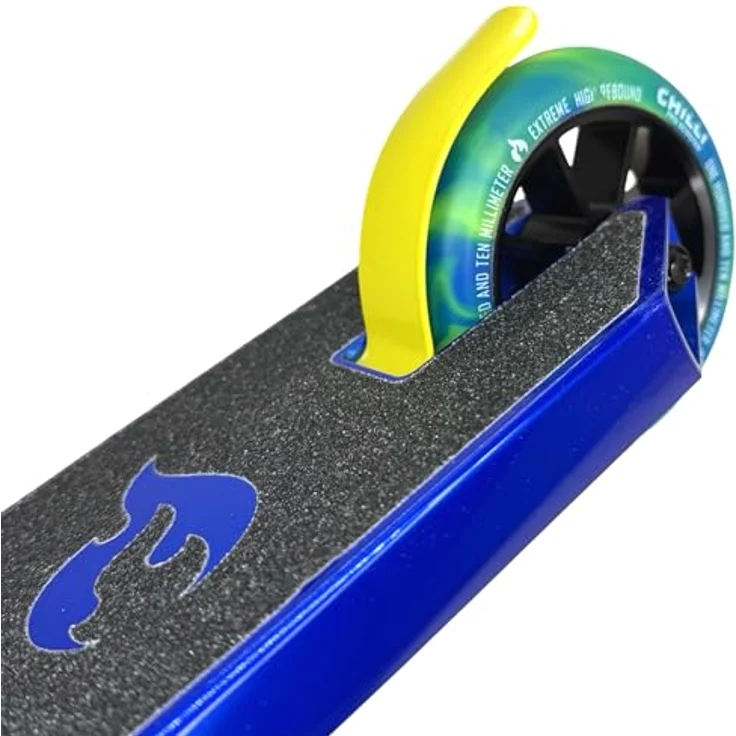 Chilli Pro Scooter Jumpstart S, Stunt-Scooter 71 cm, transparent Blau / Gelb, leicht und stabil für Einsteiger – Bild 4