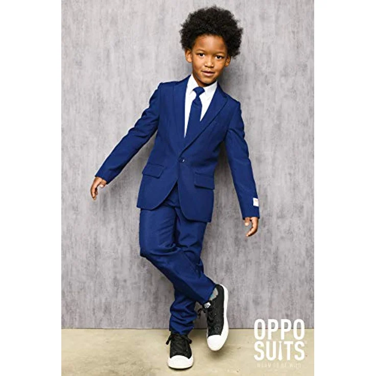 OppoSuits Dunkelblauer Anzug für Jungen zur Kommunion, Slim Fit, 3-teilig mit Jacke, Hose und Krawatte, Maschinenwaschbar, Größen 122-128 – Bild 5
