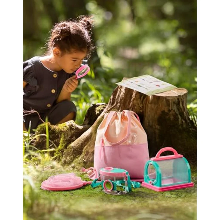 ROBOTIME Insektenfänger & Kinder-Entdecker-Set, 8-in-1 Outdoor-Forscherset mit Lupe, Insektenbeobachter, Tragetasche, pink, für Jungen und Mädchen 3-12 Jahre – Bild 4