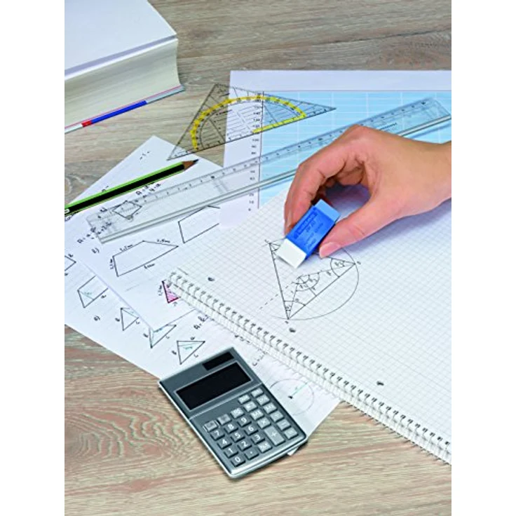 edding DR20 Radierer - 1 Kombinationsradierer - Radierer mit weißem Ende zum Radieren von Bleistiftstrichen und blauem Ende zum Radieren von Tinte und Buntstiften – Bild 3