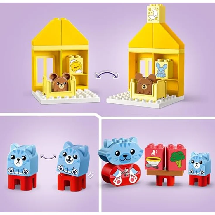 LEGO DUPLO Alltagsroutinen: Essen & Schlafenszeit, Kleinkind-Lernspielzeug zur Förderung der sozialen und emotionalen Entwicklung, mit 4 Tierfiguren, Geschenk für Kinder ab 18 Monaten 10414 – Bild 3
