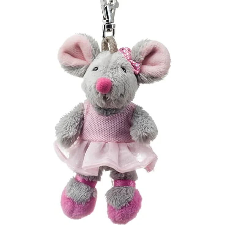 Schaffer Plüsch-Anhänger „Ballett-Maus“, ca. 11 cm, Schlüsselanhänger & Taschenanhänger mit Karabiner, weich & hochwertig, grau-rosa, Geschenkidee für Kinder & Erwachsene – Bild 2