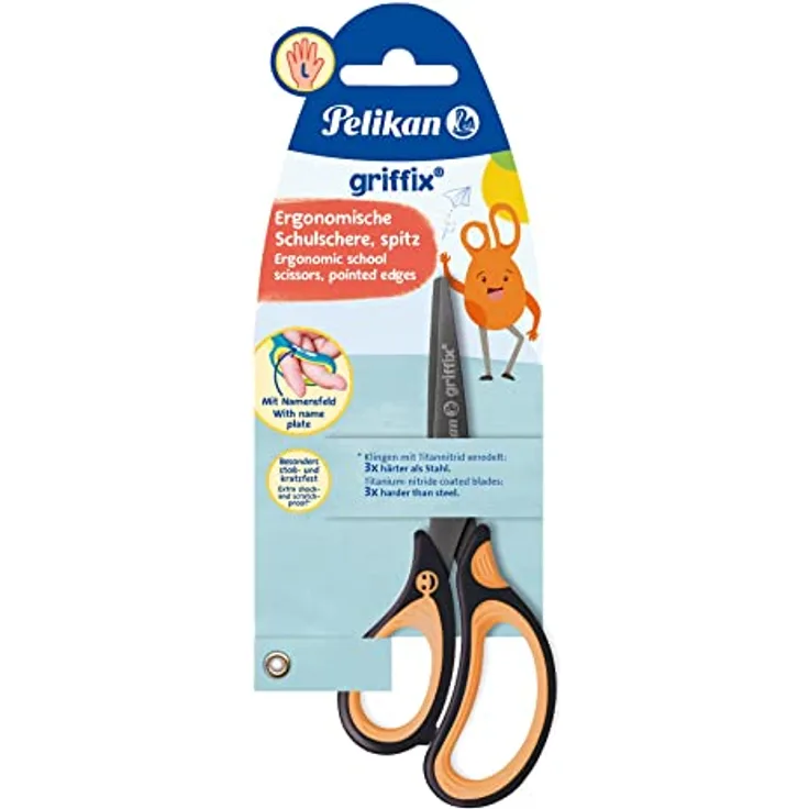 Pelikan griffix® Schulschere spitz für Linkshänder, NeonBlack