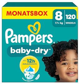 Pampers Baby Dry Windeln Gr. 8 Extra Large (17+ kg), Monatsbox, 120 St.