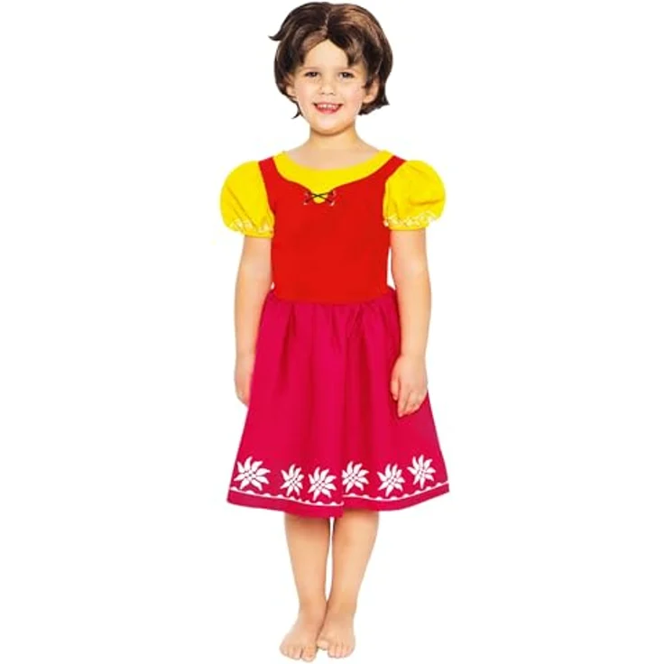 Metamorph Heidi Kinderkostüm, lizenziertes einteiliges Kleid mit süßen Mustern, Größen 98/104 – Bild 1