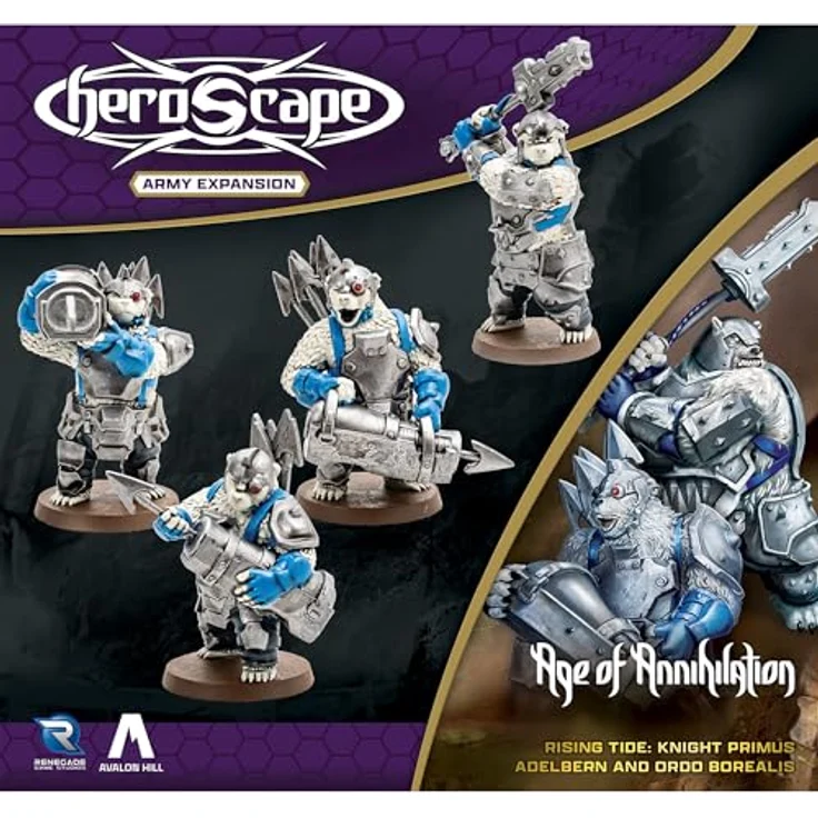 Renegade Heroscape Erweiterung Rising Tide - Knight Primus Adelbern & Ordo Borealis Army, 4 detaillierte Miniaturen, kompatibel mit Master Sets – Bild 3