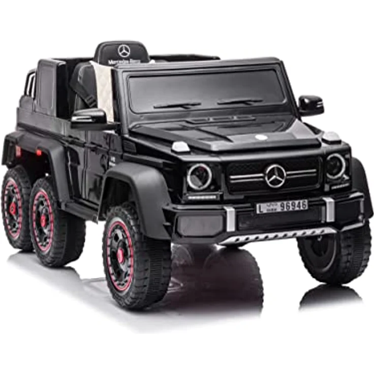 FINOOS Mercedes G63 6X6 AMG Kinderauto 12V, Elektroauto mit 4X45W, Gummireifen, Ledersitz, 2.4G Fernbedienung, LED Scheinwerfer, Schwarz – Bild 1