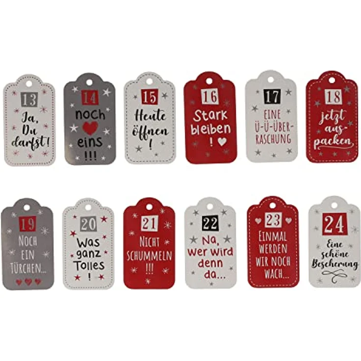 Cepewa Adventskalender DIY Karten mit Sprüchen Bastelset │ 4,5x8cm Papier 1-24 Karten │ Weihnachten Adventszeit Kalender (1 x Adventskalender Karten 24tlg.) – Bild 3