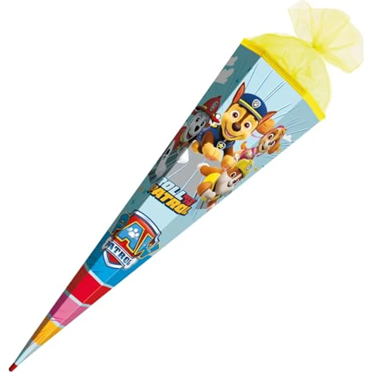 ROTH Schultüte groß Paw Patrol 85 cm, 6-eckig mit Tüllverschluss und ROT(H)-Spitze - Zuckertüte zum Schulanfang mit Chase, Marshall, Rubble und Skye – Bild 5
