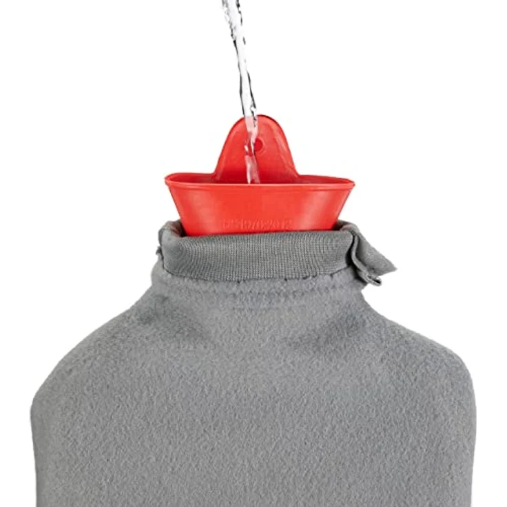 relaxdays Wärmflasche mit Bezug 1,5 Liter, Kuschelwärmeflasche in Rot mit großem Wärmedepot – Bild 7
