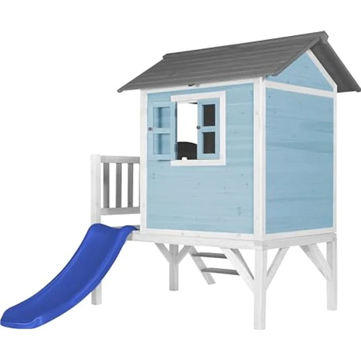 AXI Spielhaus Beach Lodge XL, Stelzenhaus aus FSC Holz in Blau mit Rutsche, 167 x 240 x 189 cm, für Kinder im Garten – Bild 4