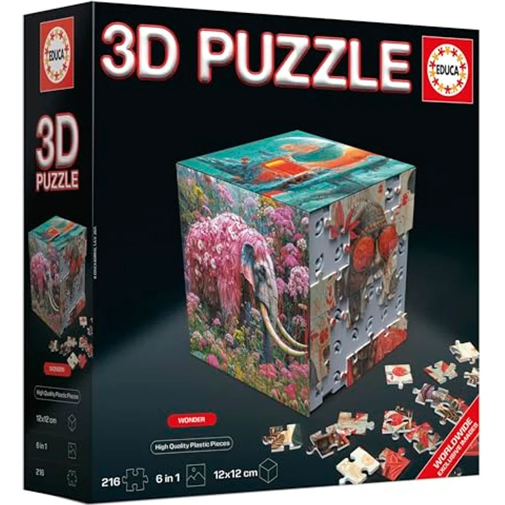 Educa 3D-Puzzle-Wunder, Würfelform Puzzle mit 216 Teilen, 6 Puzzles à 36 Teile, ab 8 Jahren (20334) – Bild 3