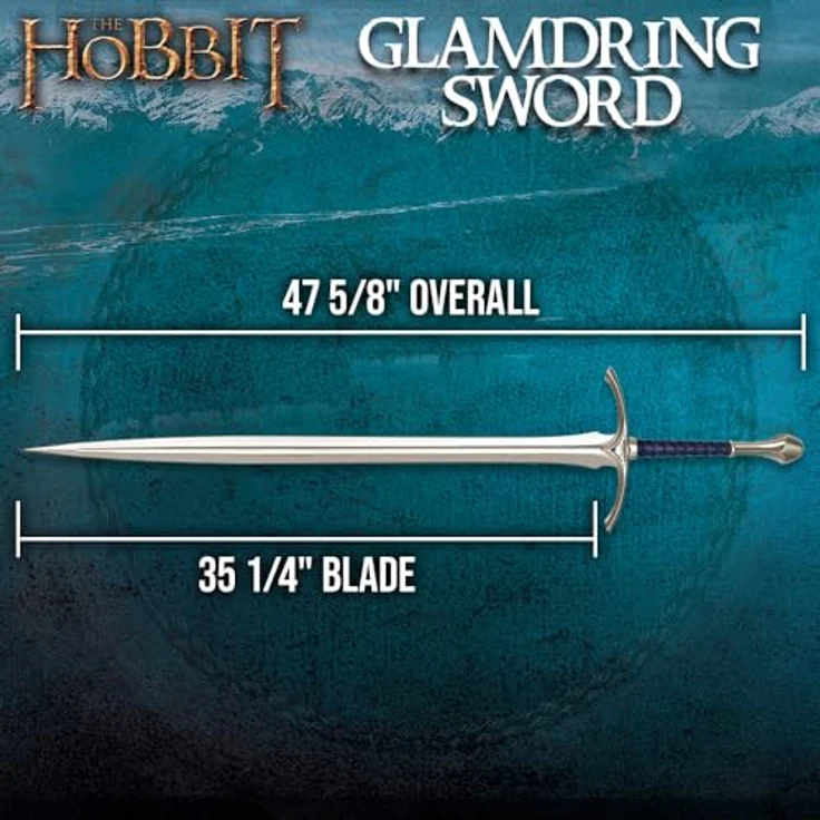 United Cutlery Der Hobbit Glamdring, authentische Replik des Elbenschwertes, 120,96 cm, rostfreier Stahl, inklusive Holz-Wand-Display und Echtheitszertifikat – Bild 2