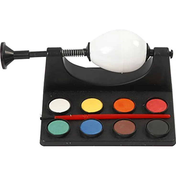 Creativ Company Eier färben Färbemaschine 13134 mit 8 Aquarellfarben und Pinsel, einfach zu verwenden