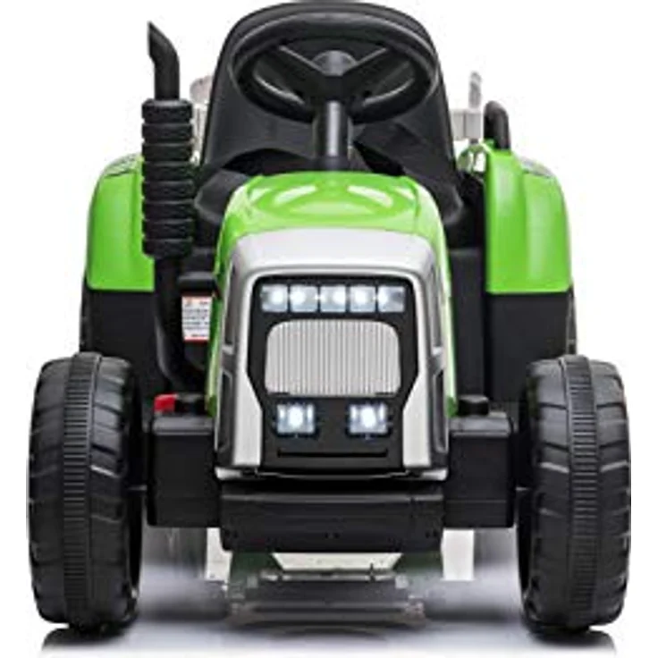 FINOOS Kinder Elektro Traktor 12V mit Schaufel & abnehmbarem Anhänger Kinder-Elektrofahrzeug, Kinder Aufsitztraktor mit LED-Licht & Musik & Hupe, 2,4G Fernbedienung, 2-5km/h (Grün) – Bild 2