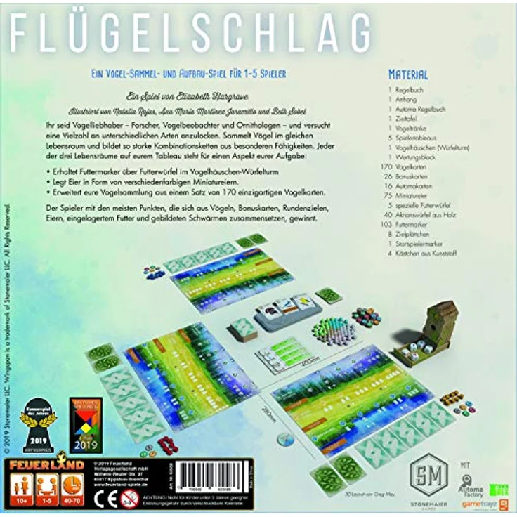 Feuerland Spiele 63558, FLÜGELSCHLAG Brettspiel, Kennerspiel des Jahres 2019, 1 bis 5 Spieler – Bild 2