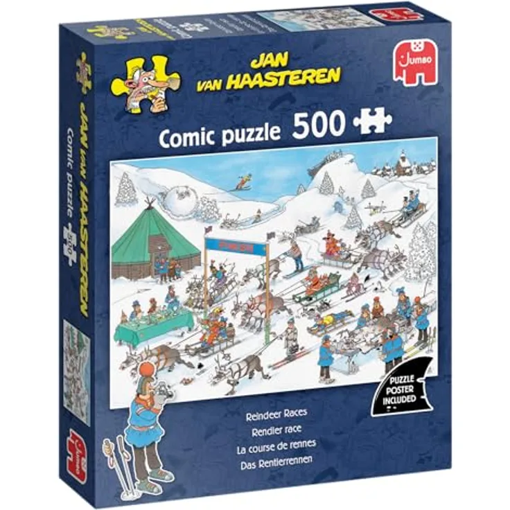 Jan van Haasteren Rentier Race, 500 Teile Puzzle aus 100% recyceltem Karton für Erwachsene