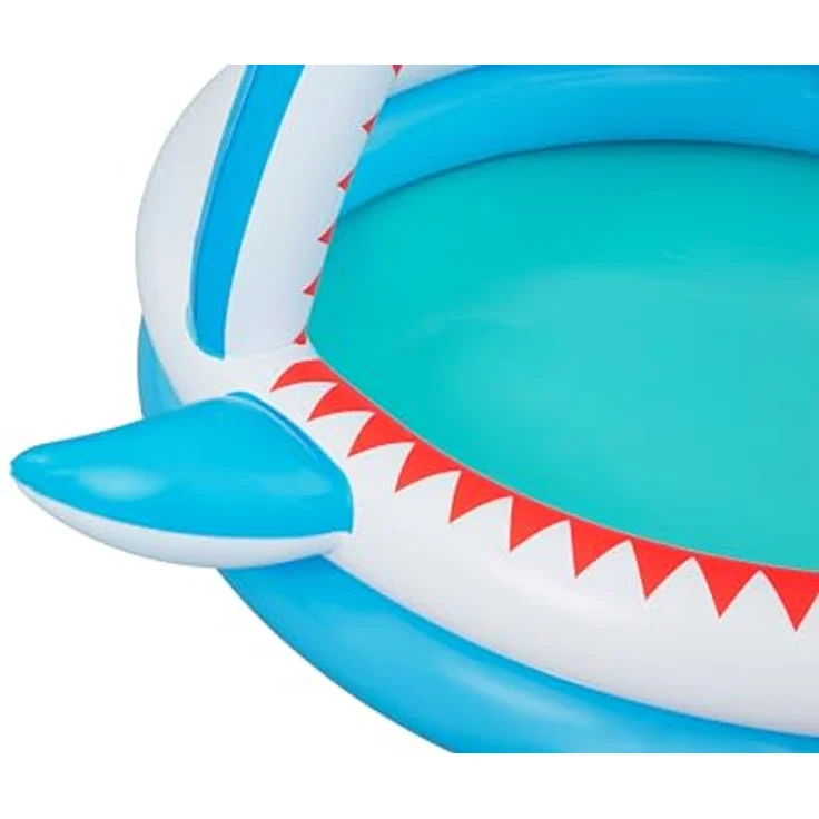Bestway Planschbecken Sharktastic mit Wassersprinkler 163 x 127 x 92 cm, Kinderpool mit verspieltem Hai-Design – Bild 4