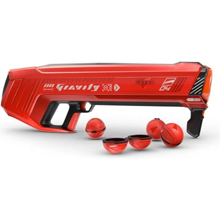 SPYRA SpyraGravity Blaster mit 4 wiederverwendbaren Wasserbomben, rot – Bild 1