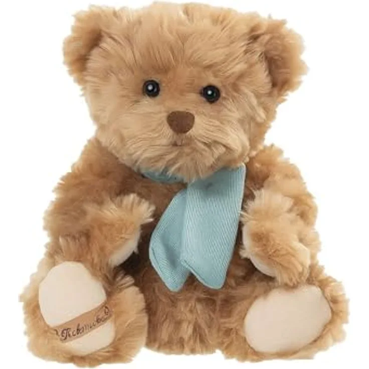 Bukowski Teddybär Ludwig, braun mit blauer Schleife, 25 cm, kuschelweicher Plüsch, handwaschbar bis 30°C