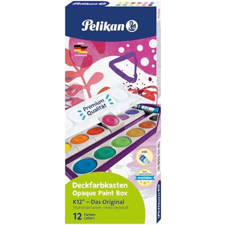 Pelikan Deckfarbkasten K12, 12 Farben mit starker Deckkraft und auswechselbaren Farbschälchen - VIOLETT – Bild 2