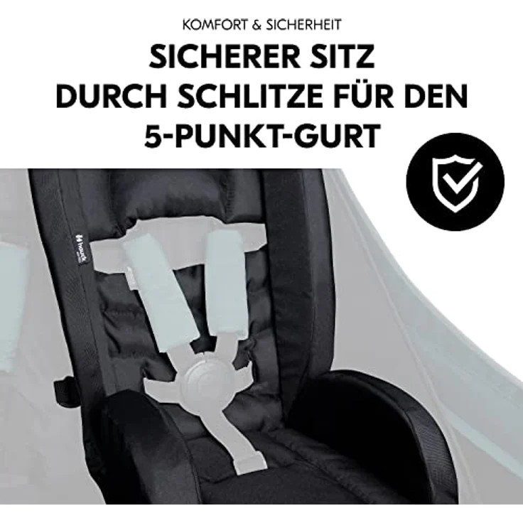 Hauck Sitzverkleinerer für Fahrradanhänger Bike Trailer Comfort Seat für Kinder ab 6 Monate, Geeignet für 5-Punkt-Gurt, Kompatibel mit hauck Dryk Duo, Stabile Seiten Weiche Polsterung (Black) – Bild 6