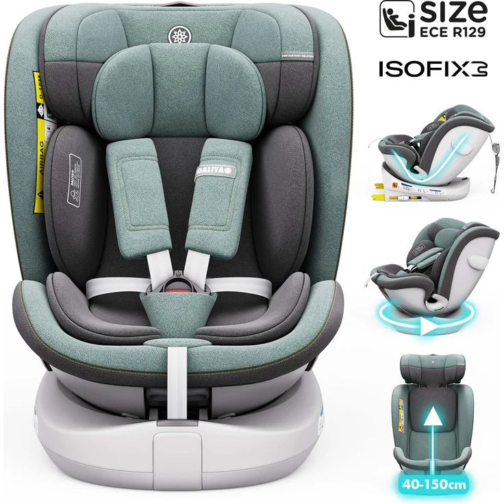 Daliya® Autokindersitz ROTAZIONE Kindersitz, Autositz, Babyschale Grün, 360°-Rotation, höhenverstellbare Kopfstütze, ab Geburt bis 12 Jahre, 8-stufige Sitzneigungsverstellung – Bild 1