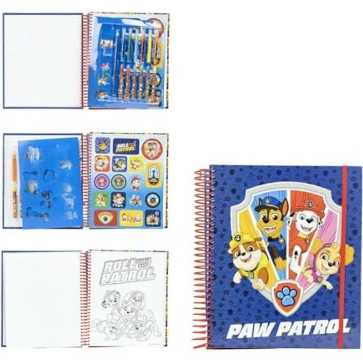 Cerda Paw Patrol Kreativset, Activity Malbuch inkl. 12 Ausmalbilder, 2 Stickerbögen, 6 Wachsmal- und 6 Filzstifte, 22 cm x 26 cm – Bild 1