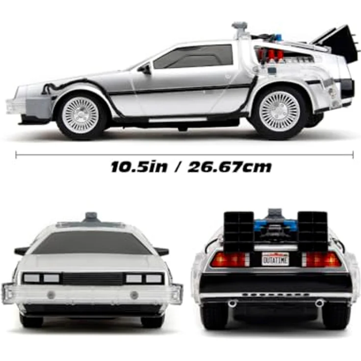 Jada Toys Zurück in die Zukunft RC Auto (28 cm) - ferngesteuertes Filmauto mit Licht & Turbo bis 10 km/h, mit USB-Ladefunktion, für Erwachsene & Kinder ab 6 Jahre, Schwarz – Bild 3