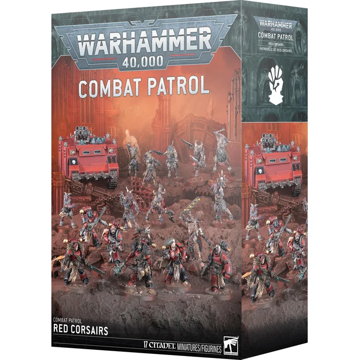 Games Workshop Warhammer 40.000 Chaos Space Marines Red Corsairs Combat Patrol, 17 mehrteilige Miniaturen inklusive Red Corsairs Reave Captain und Chaos Rhino, unbemalt und individuell gestaltbar