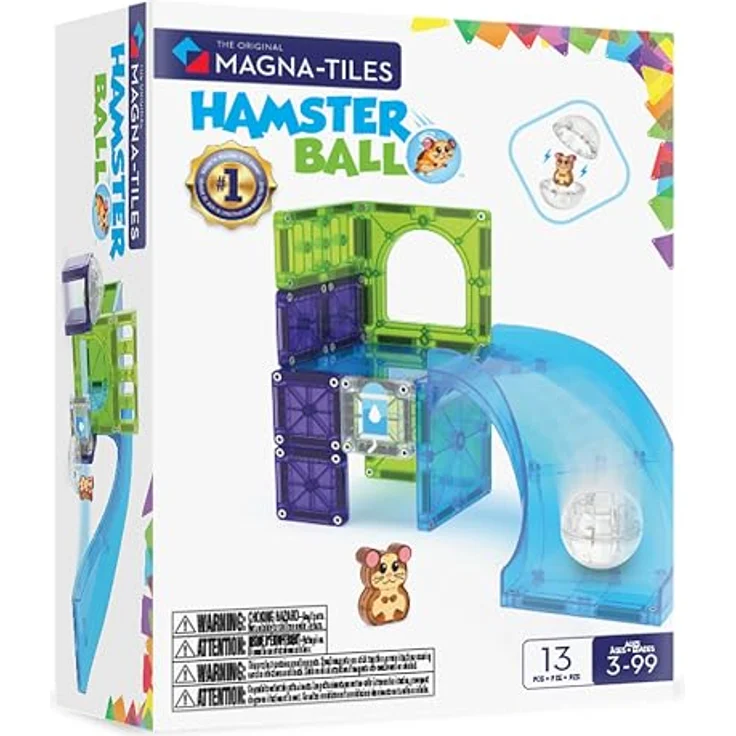 MAGNA-TILES® Hamsterball 13-teiliges Magnetbauset mit Hamsterfigur und rutschendem Element für kreative Spielideen, farbenfroh – Bild 1