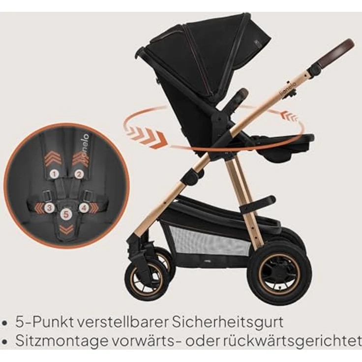 Lionelo Amber 3in1 Kombikinderwagen, XXL SET mit Babyschale für Neugeborene bis 22 kg, robust und komfortabel für städtische Umgebungen – Bild 6