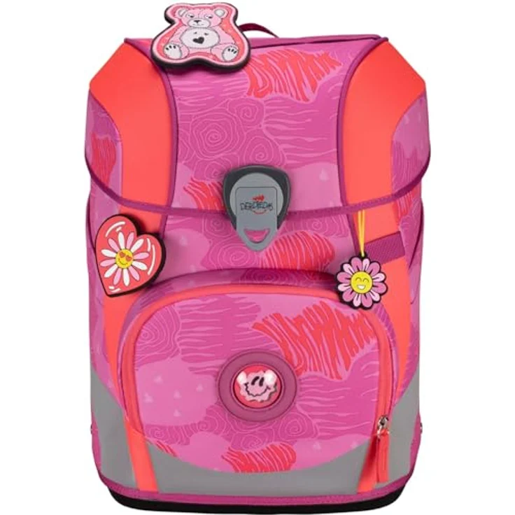 DerDieDas ErgoFlex Tiny Schulranzenset 5-teilig Roses - Ergonomisch geformt, atmungsaktive Gurte, inkl. Mäppchen und Sportbeutel – Bild 2