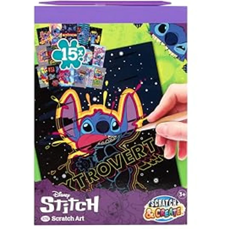 Canenco Kreativset Disney Stitch Kratzblock A5, Bastelset für kreative Projekte, nicht für Kinder unter 3 Jahren geeignet – Bild 1