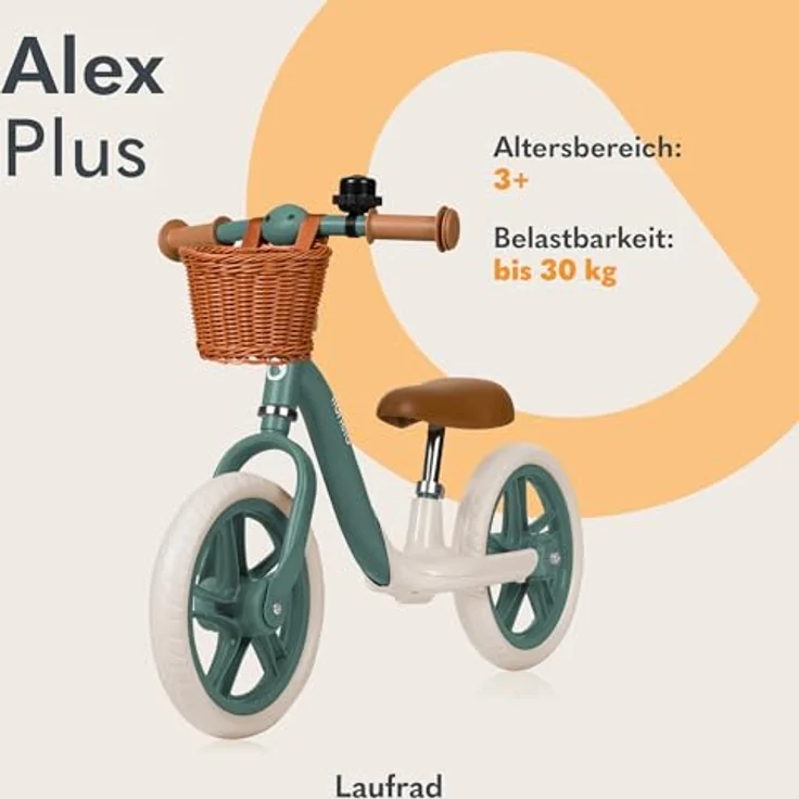Lionelo Alex Plus Kinderlaufrad bis 30 kg, Eva-Schaumstoffräder 30,5 cm, Verstellbarer Sitz und Lenker, Leicht 3,4 kg, Blau – Bild 2