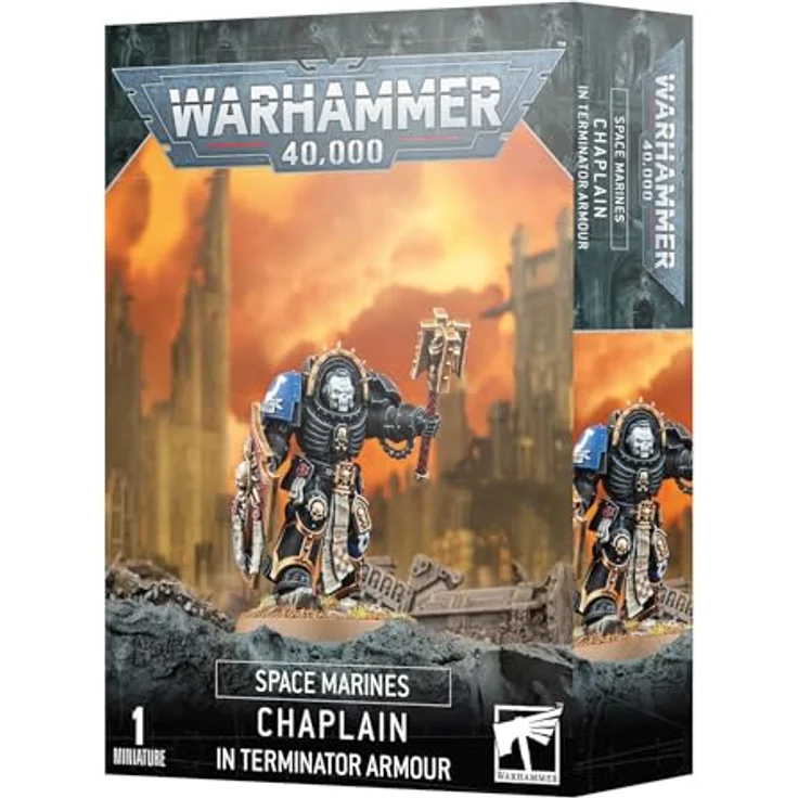 Games Workshop Warhammer 40.000 Space Marines: Chaplain In Terminator Armour (Edition 2023), Sammelfigur, blau – Bild 1