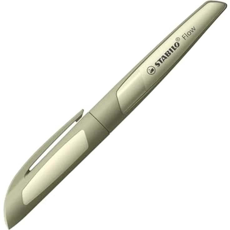 STABILO Füllhalter Flow, Füller in pastellkhaki mit ergonomischem Griff, nachfüllbar, 0,5 mm Edelstahlfeder, Made in Germany – Bild 1
