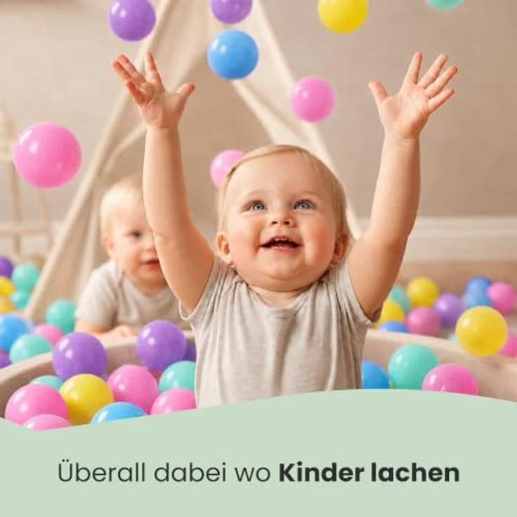 LittleTom Bällebad-Bälle Baby, 100 bunte 7 cm Kunststoffspielbälle für Bällebad, ab 0 Jahren, schadstoffgeprüft, ideal zum Greifen und Spielen – Bild 5